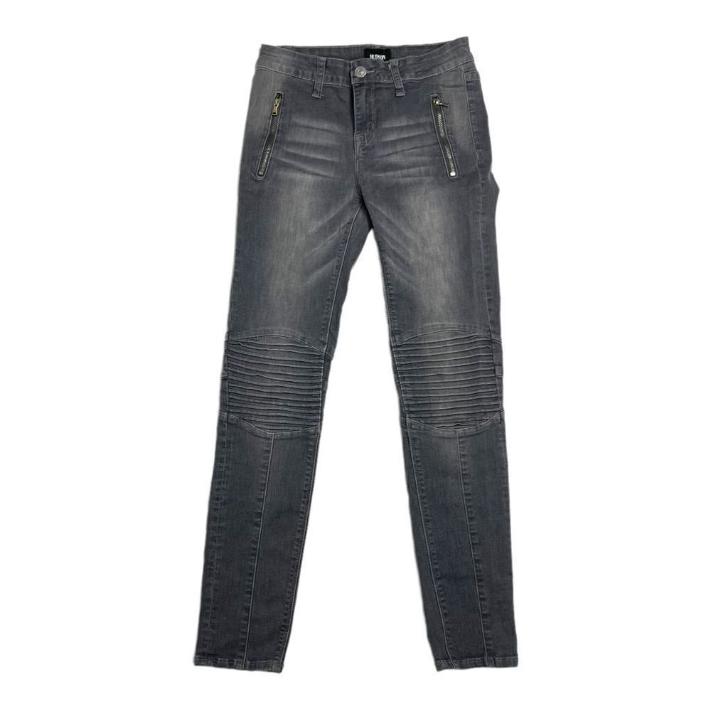 HUDSON Ribbed Knee Skinny Patchwork Youth Girls Jean Zipper Pockets Grey Size 14